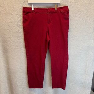 Old Navy Pixie Ankle Pants Womens 14 Red Burgundy Stretch Skinny Work Pants